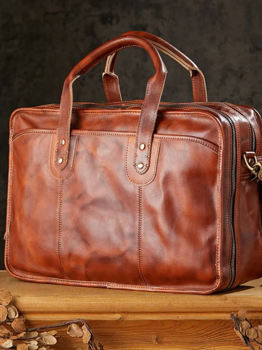 executive vintage leather laptop briefcase