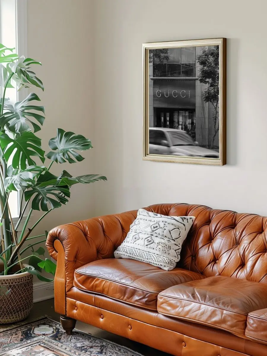 blank wall solution living room gucci storefront