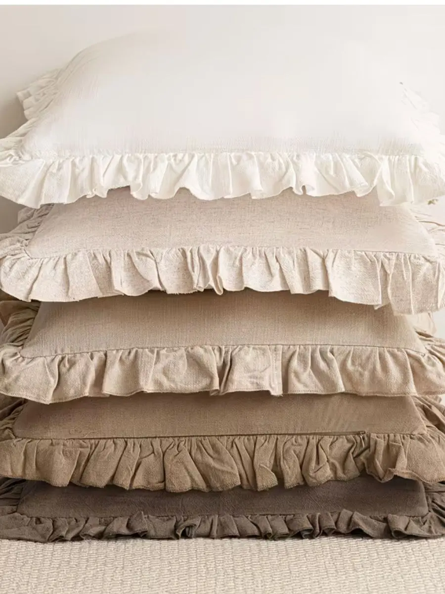 ruffled french flax linen pillow covers